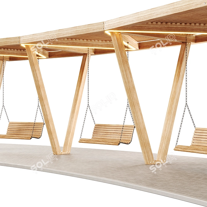 Pergola Swing Bench Set 3D model image 3