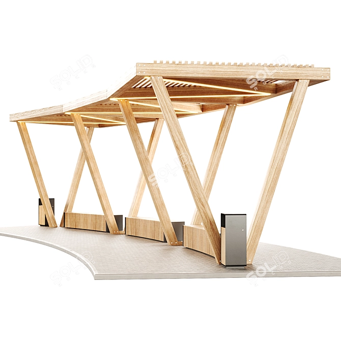 Pergola Swing Bench Set 3D model image 4