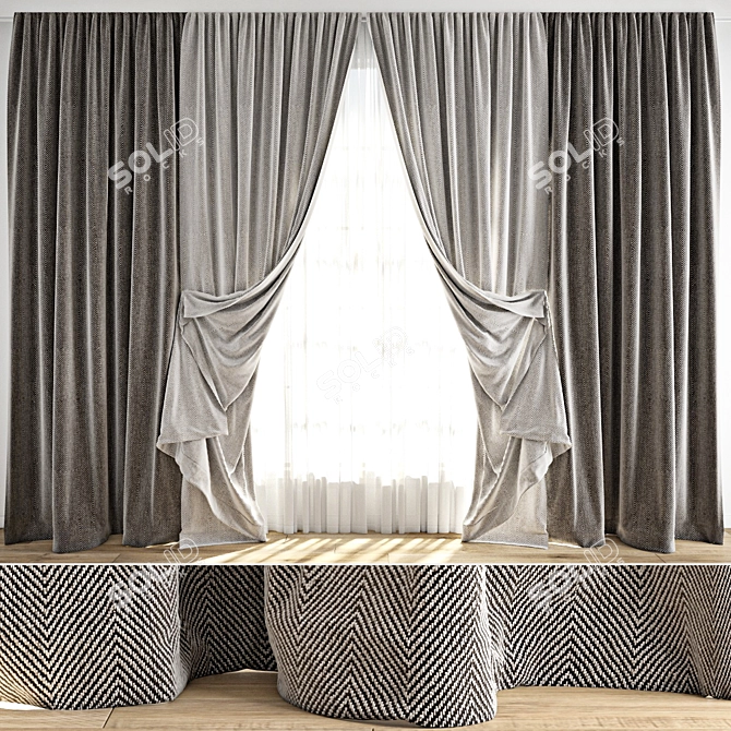 Polygonal Curtain Model with Textures 3D model image 1