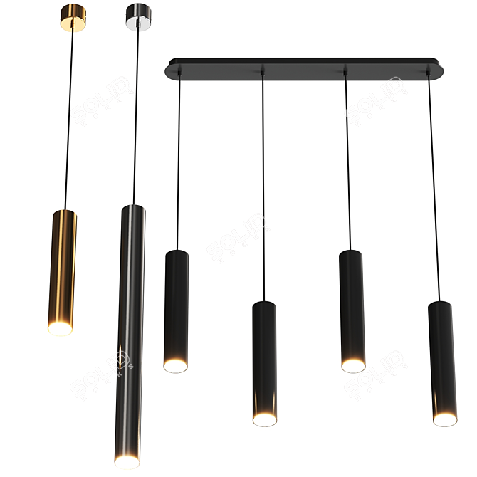 Modern European Pendant Lamp Fixture 3D model image 2