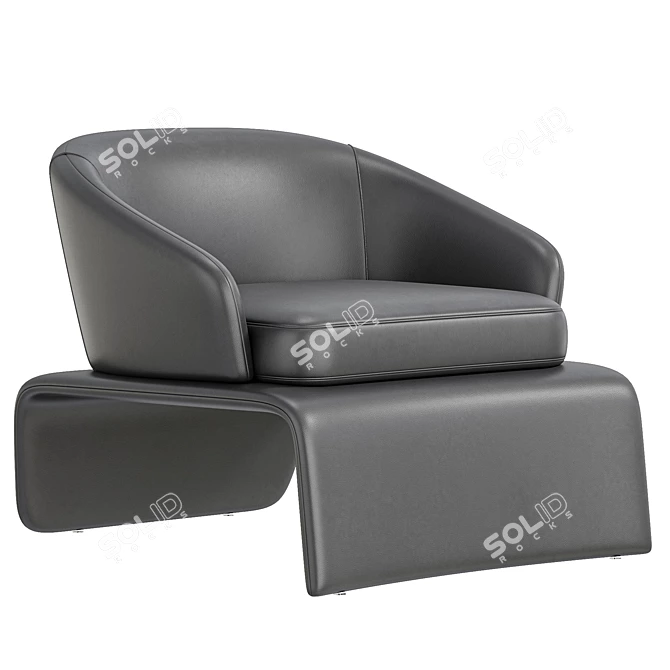 Modern Dark Gray Armchair by Deprimo 3D model image 2