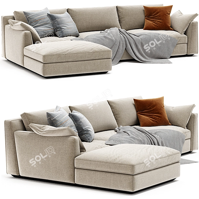 Contemporary Modular Ellington Chaise Sofa 3D model image 1
