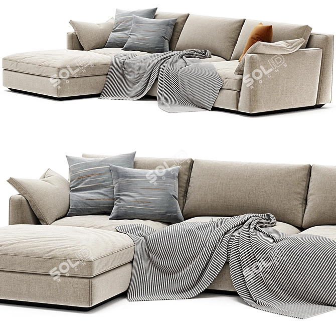 Contemporary Modular Ellington Chaise Sofa 3D model image 2