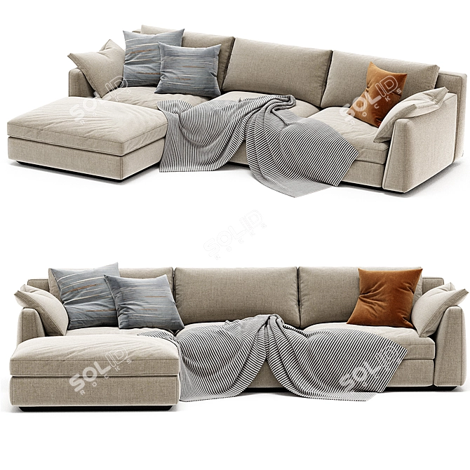 Contemporary Modular Ellington Chaise Sofa 3D model image 3