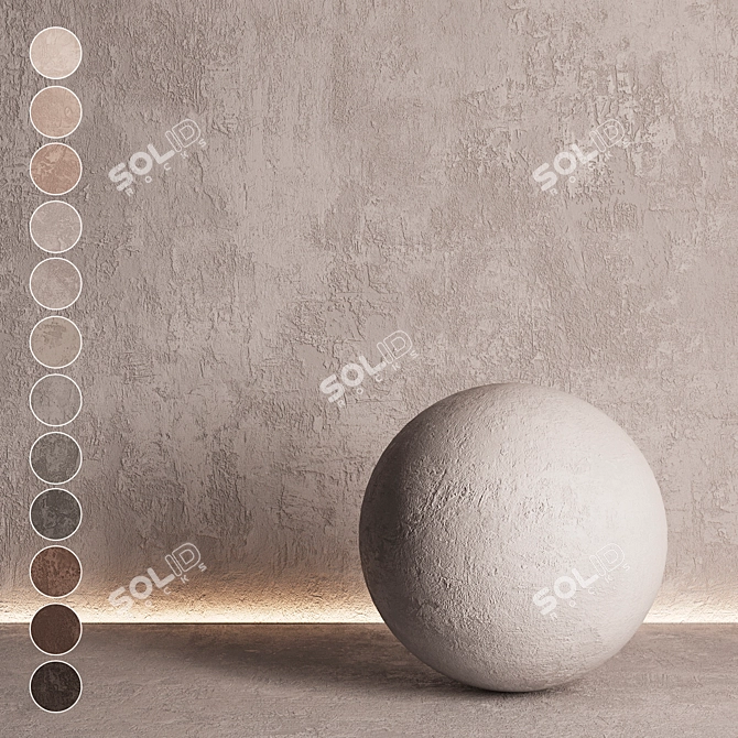 Seamless Textured Decorative Plaster Kit 3D model image 1