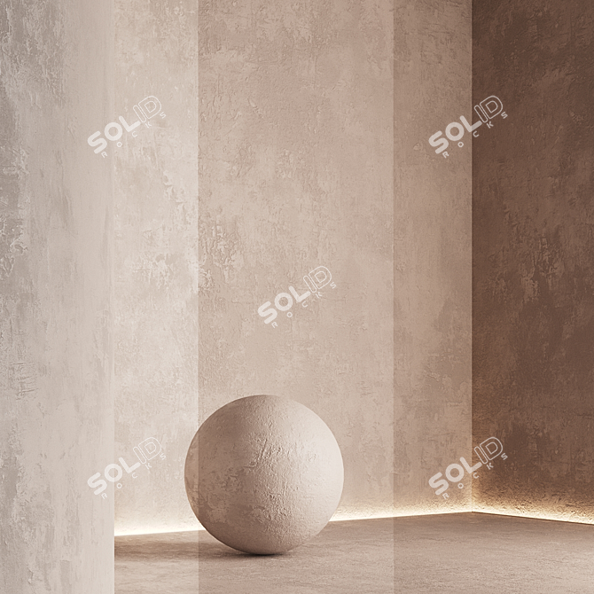 Seamless Textured Decorative Plaster Kit 3D model image 2