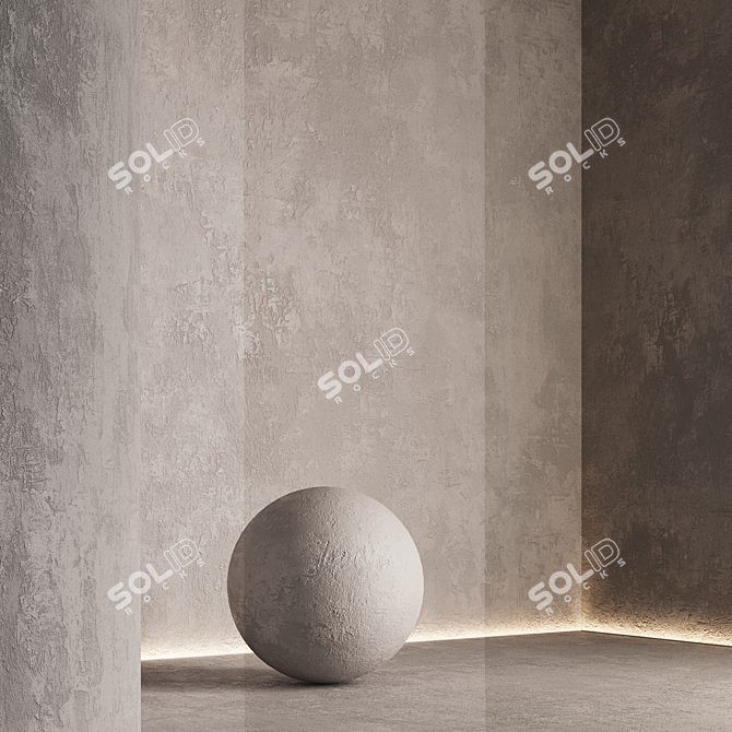 Seamless Textured Decorative Plaster Kit 3D model image 3