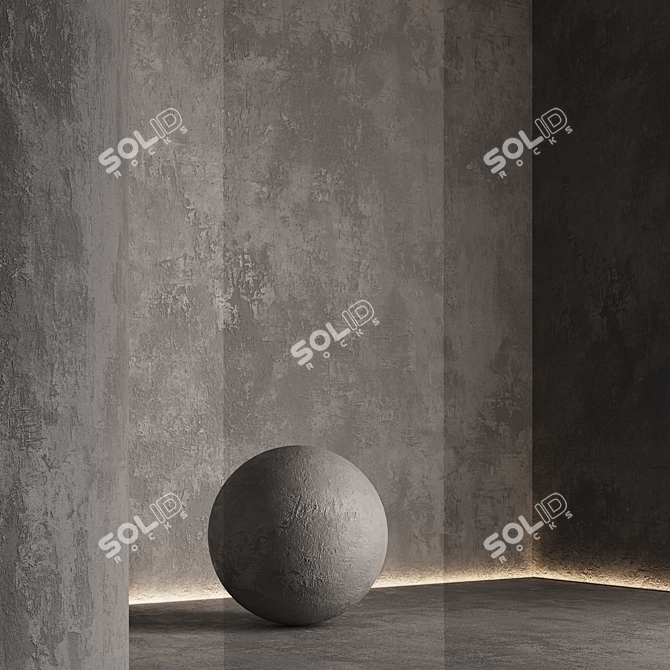 Seamless Textured Decorative Plaster Kit 3D model image 4