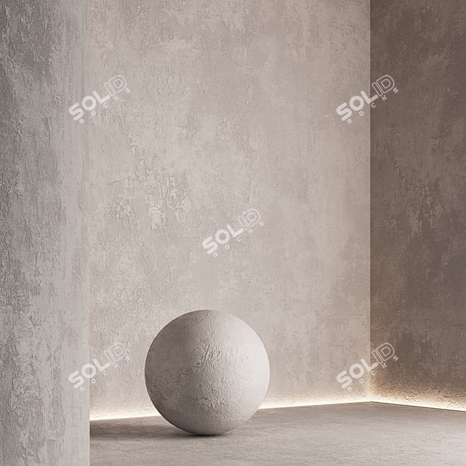 Seamless Textured Decorative Plaster Kit 3D model image 7