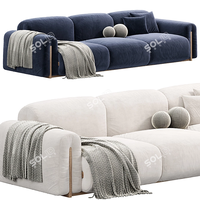 Modern Italian 3-Seater Sofa 3D model image 2