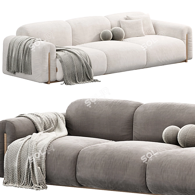 Modern Italian 3-Seater Sofa 3D model image 3