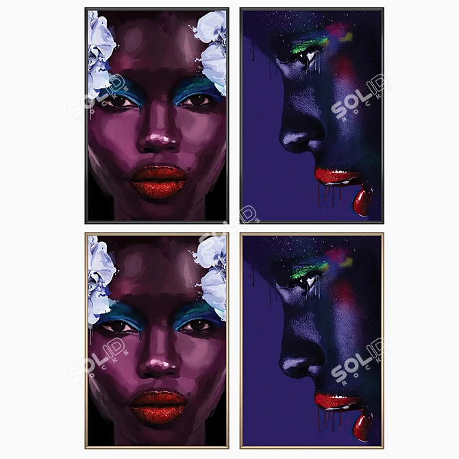 Variety Art Set with Frames 3D model image 2