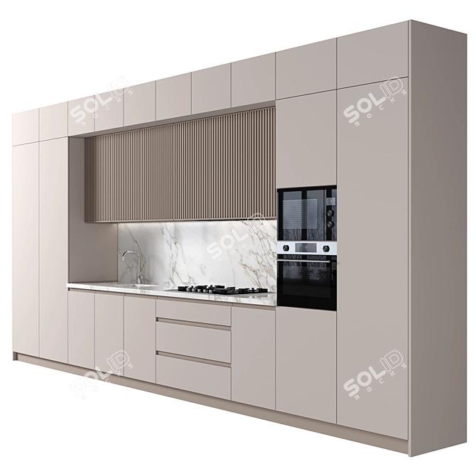 Modern Kitchen 112: Modular, High-Quality Render Ready 3D model image 1