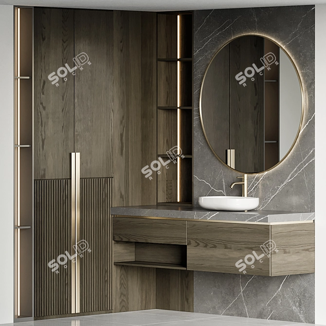 Modern Bathroom Furniture Set 3D model image 1