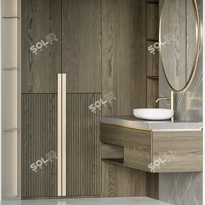 Modern Bathroom Furniture Set 3D model image 2