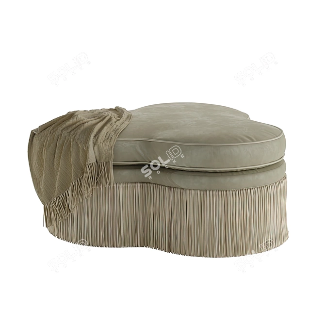 Trefoil Velvet Ottoman - Elegant Comfort 3D model image 1
