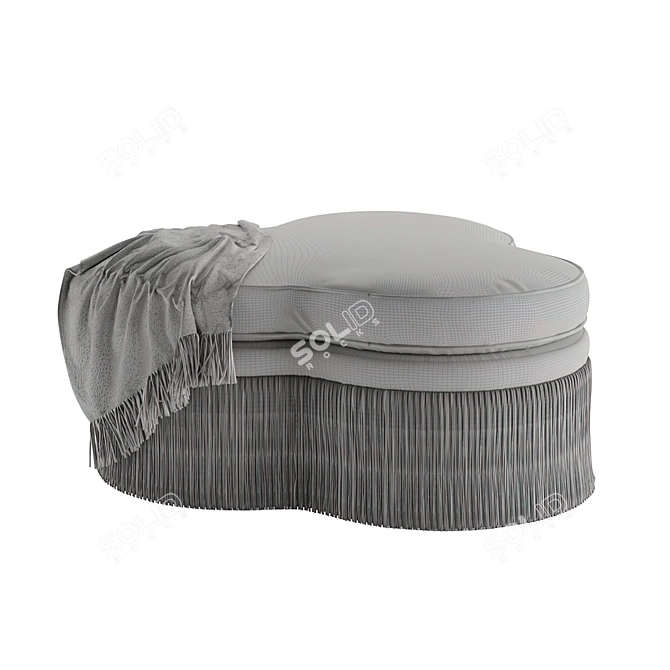 Trefoil Velvet Ottoman - Elegant Comfort 3D model image 2