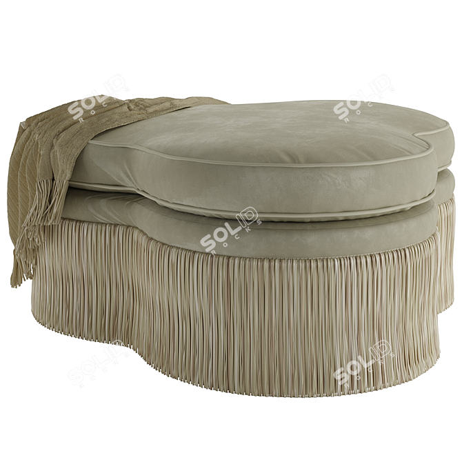 Trefoil Velvet Ottoman - Elegant Comfort 3D model image 4