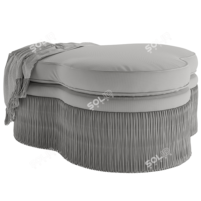 Trefoil Velvet Ottoman - Elegant Comfort 3D model image 5