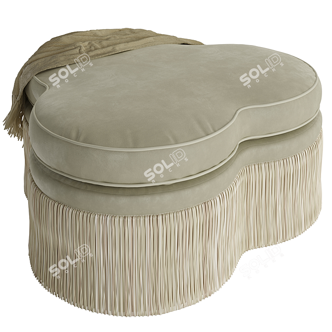 Trefoil Velvet Ottoman - Elegant Comfort 3D model image 6