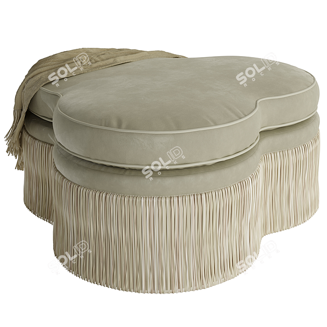 Trefoil Velvet Ottoman - Elegant Comfort 3D model image 7