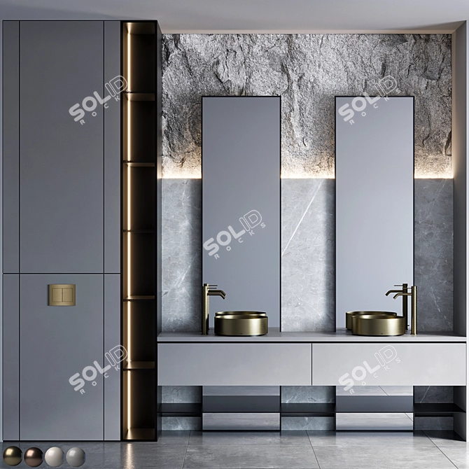 Modern Bathroom Furniture Set with Designer Faucet 3D model image 1