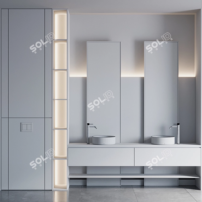 Modern Bathroom Furniture Set with Designer Faucet 3D model image 7