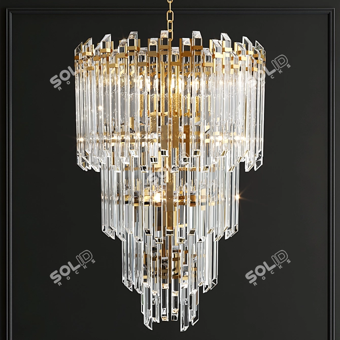 Exquisite Three-Tier Chandelier Beauty 3D model image 2