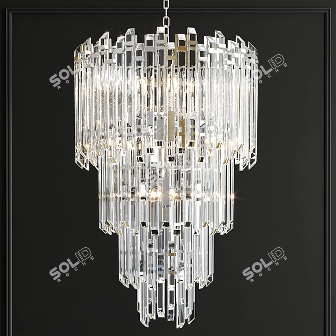 Exquisite Three-Tier Chandelier Beauty 3D model image 3