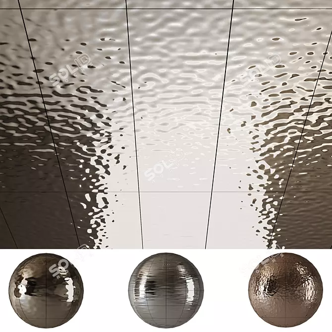 Seamless Wave Metal Panels 3D model image 1