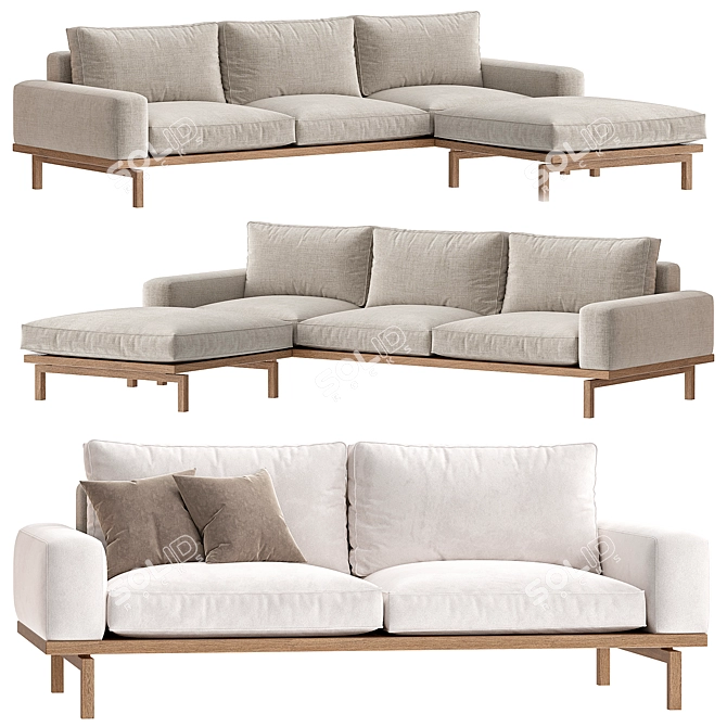 Modern Chic Elton Sofa Set 3D model image 1