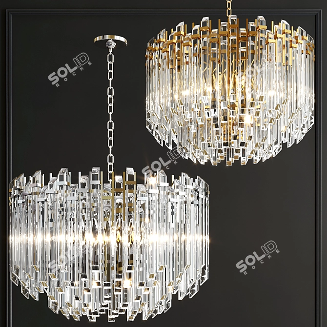 Elegant Adele Wide Drum Chandelier 3D model image 4