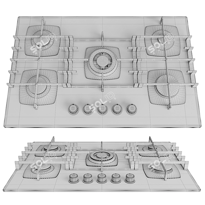 GEFEST 5-Burner Built-in Gas Cooktop 3D model image 4