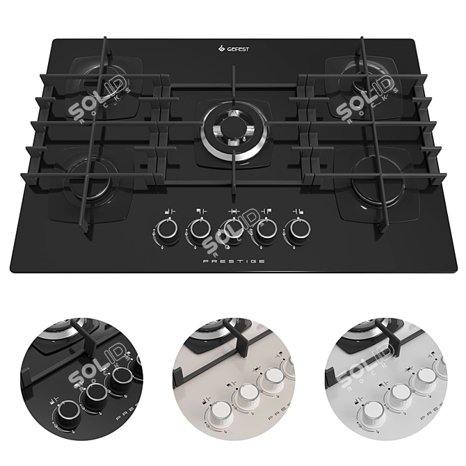 GEFEST 5-Burner Built-in Gas Cooktop 3D model image 5