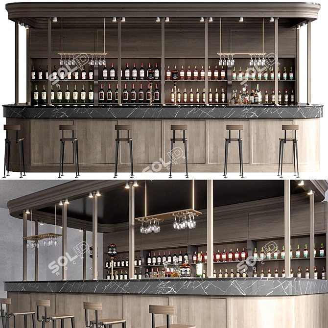 Luxury Bar Interior Set 3D model image 1