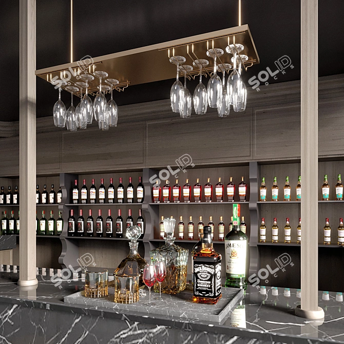 Luxury Bar Interior Set 3D model image 2