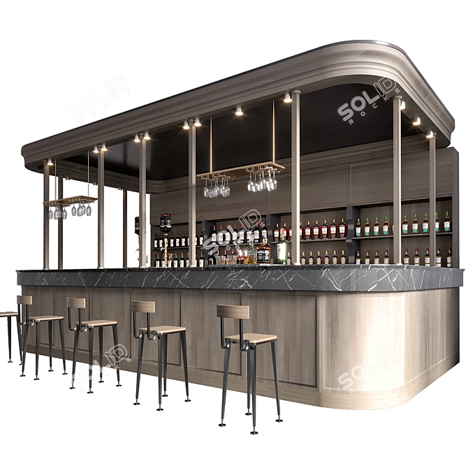 Luxury Bar Interior Set 3D model image 4