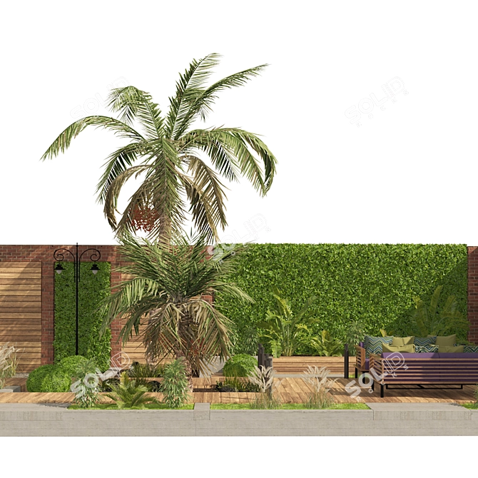 Modern Garden Yard 3D Model 3D model image 3