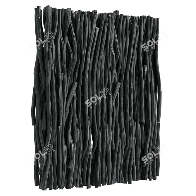 Gathered Teak Wood Wall Art 3D model image 4