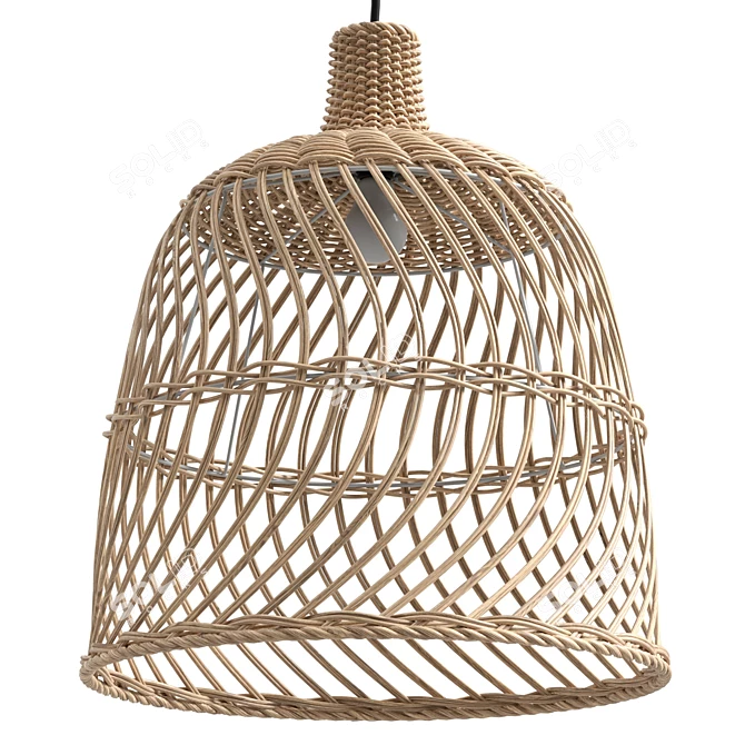 Artisan Rattan Pendant Lamp 77cm 3D model image 1