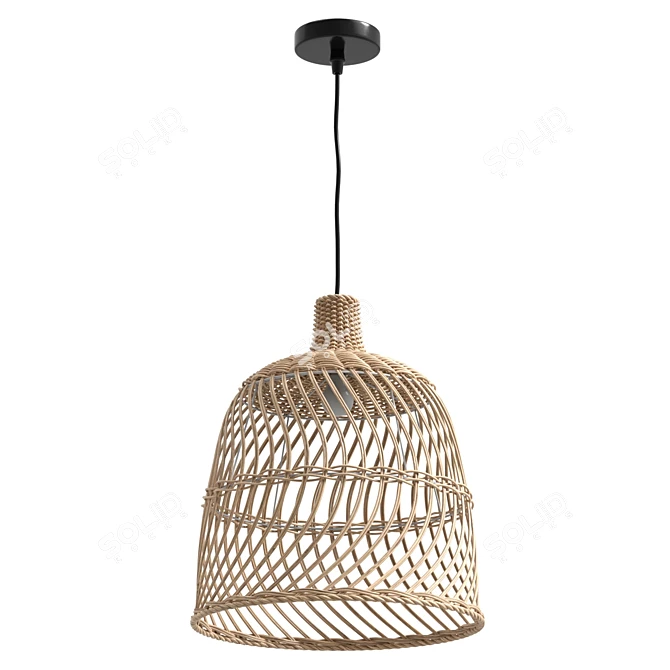 Artisan Rattan Pendant Lamp 77cm 3D model image 2