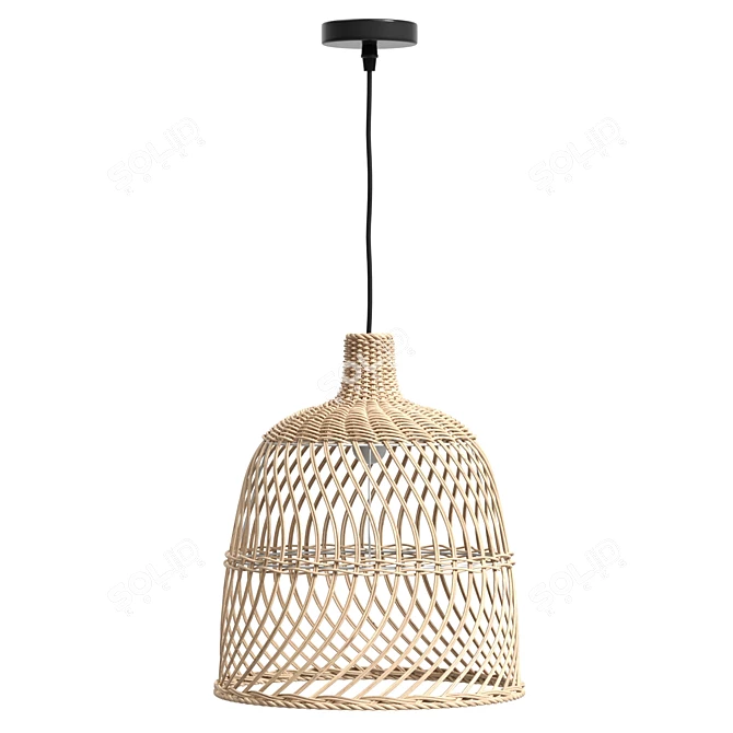 Artisan Rattan Pendant Lamp 77cm 3D model image 3