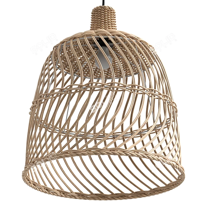 Artisan Rattan Pendant Lamp 77cm 3D model image 5