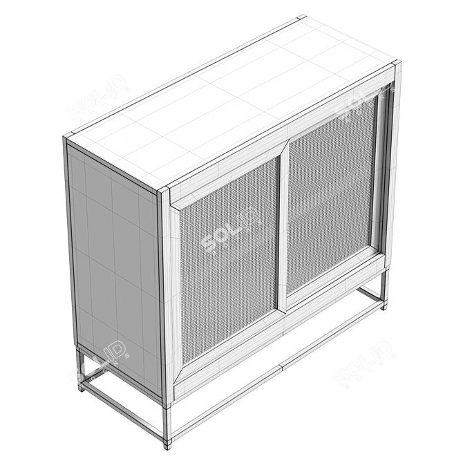 Natural Rattan Sliding Drawer Cabinet 3D model image 6