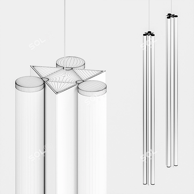 Minimalist Vertical Pendant Light Fixture 3D model image 2