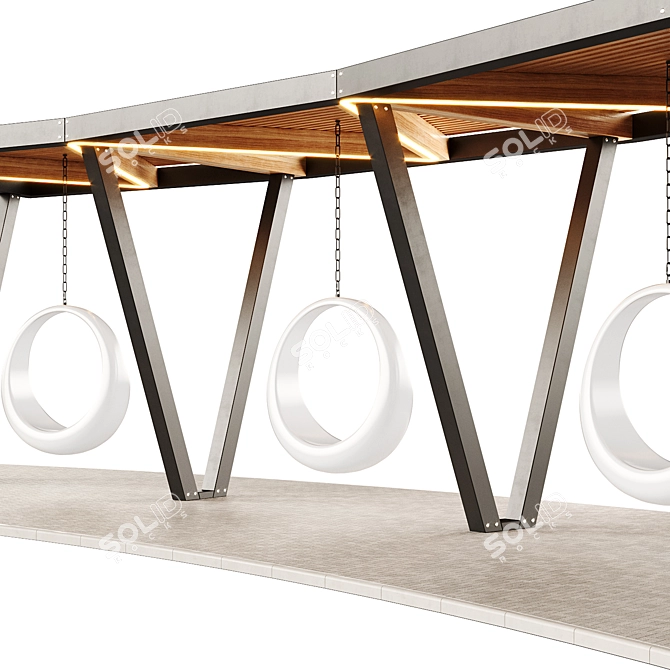 Swing Pergola with Bench 2 3D model image 4