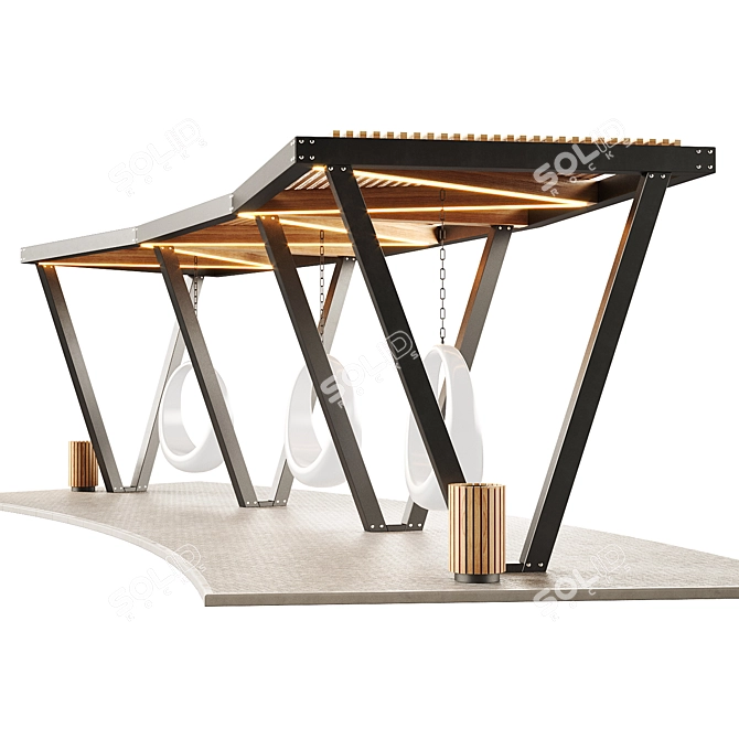 Swing Pergola with Bench 2 3D model image 6