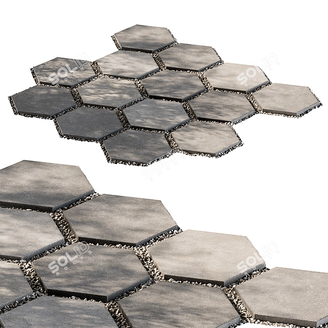 Hexagon Gravel Concrete Paving 07 3D model image 4