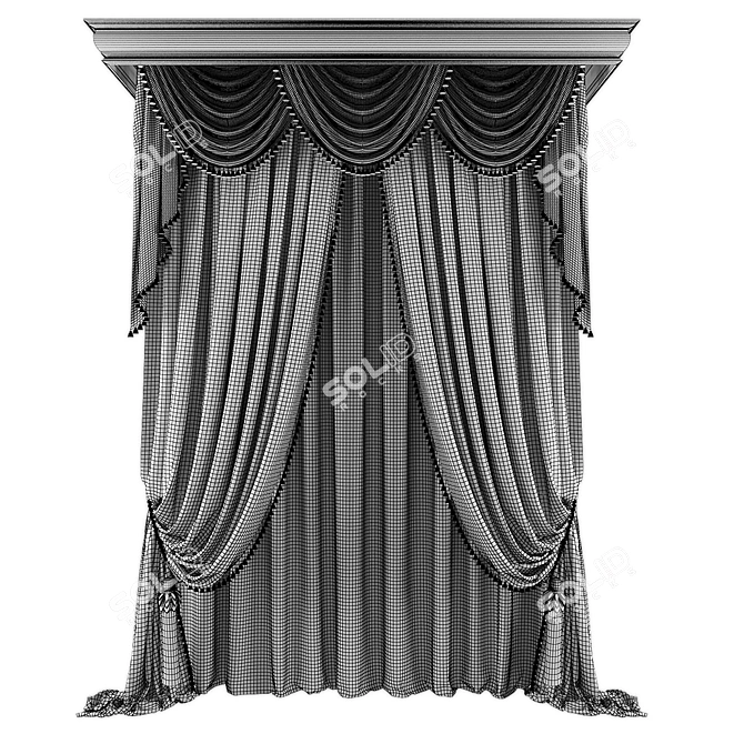 Minimalist Geometric Patterned Curtains 3D model image 2