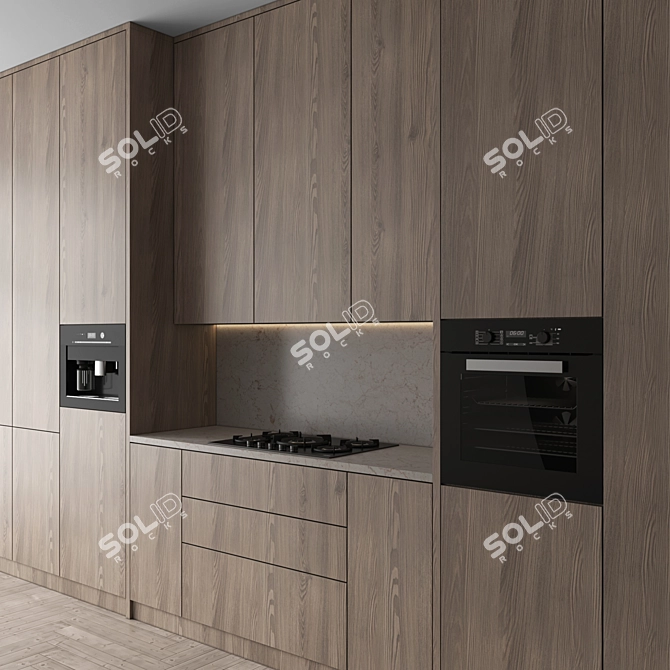 Modern Kitchen with Appliances 3D model image 2